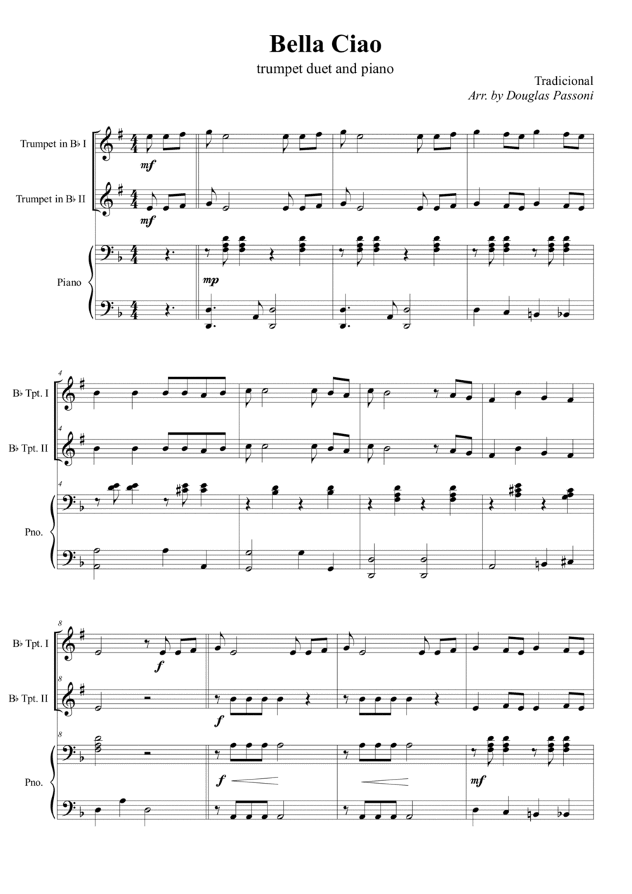 Bella Ciao (trumpet duet and piano) (arr. Douglas Passoni)