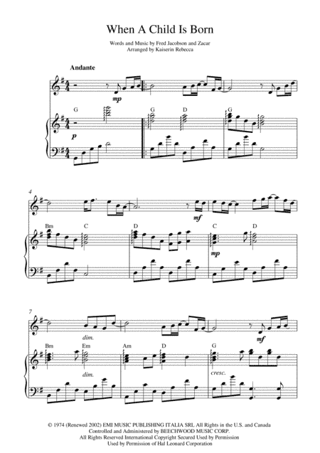 When A Child Is Born (arr. Kaiserin Rebecca)