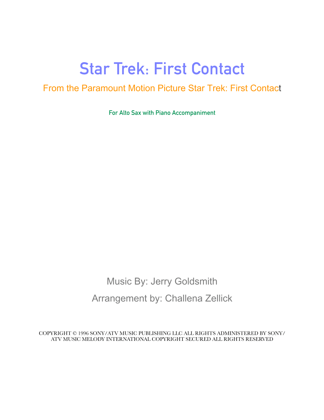 Star Trek(r) First Contact (arr. Challena Zellick)