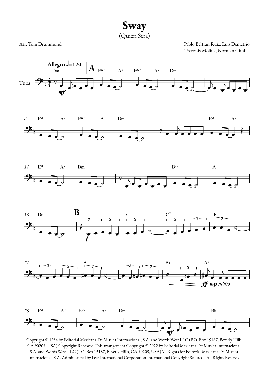 Sway (quien Sera) (arr. Tom Drummond)