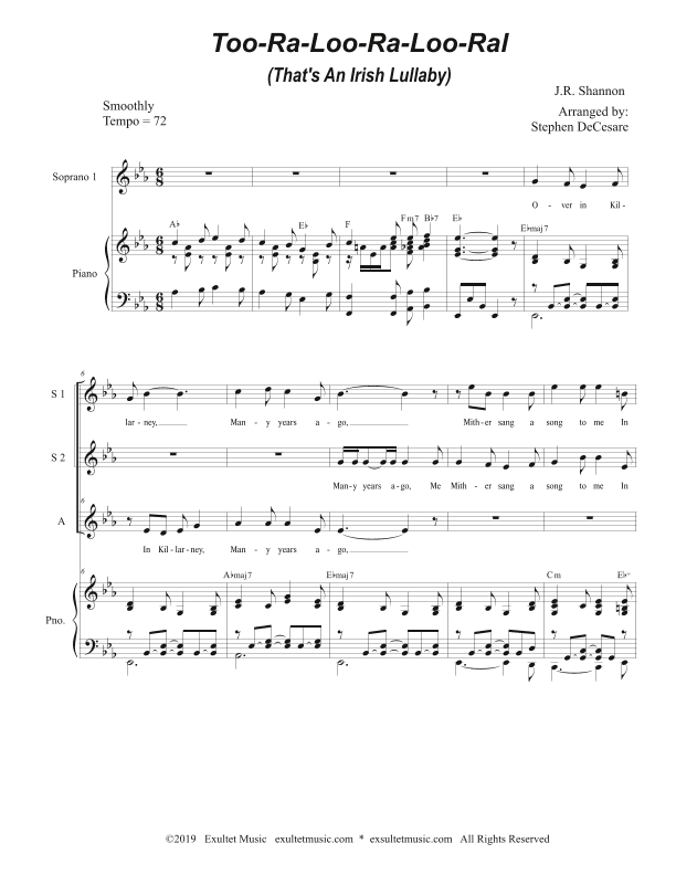 Too-Ra-Loo-Ra-Loo-Ral (That's an Irish Lullaby) (Vocal Trio - (SSA) (arr. Stephen DeCesare)