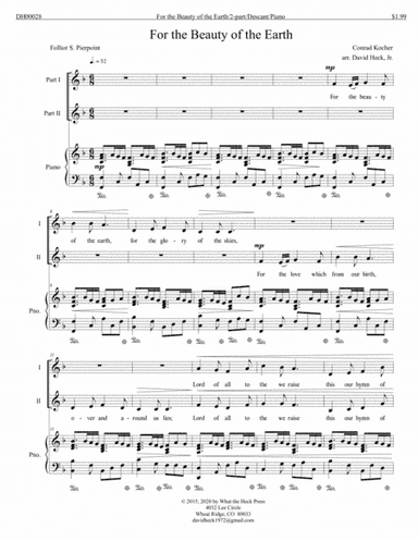 For the Beauty of the Earth (arr. David Heck, Jr.)