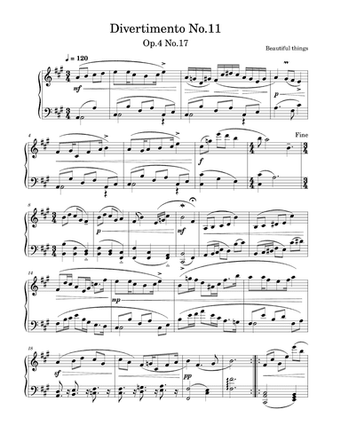 Divertimento No.11-Beautiful things Op.4 No.17