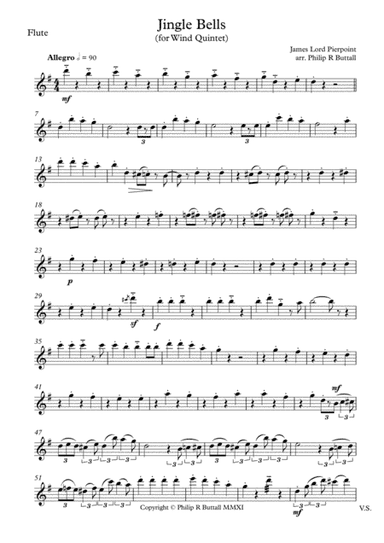 Jingle Bells (Wind Quintet) - Set of Parts [x5] (arr. Philip R Buttall)