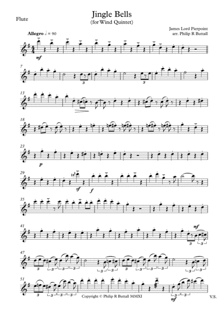 Jingle Bells (Wind Quintet) - Set of Parts [x5] (arr. Philip R Buttall)