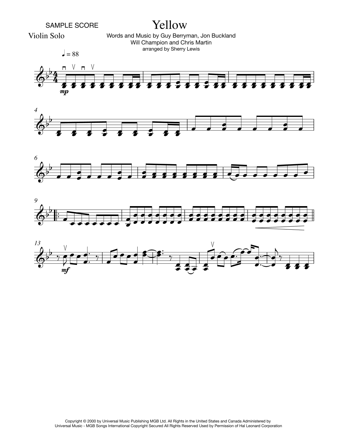 Yellow (arr. Sherry Lewis)