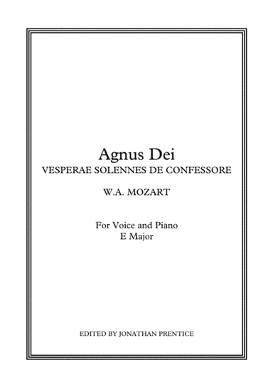 Agnus Dei - Vesperae solennes de confessore (E Major) (arr. Jonathan Prentice)