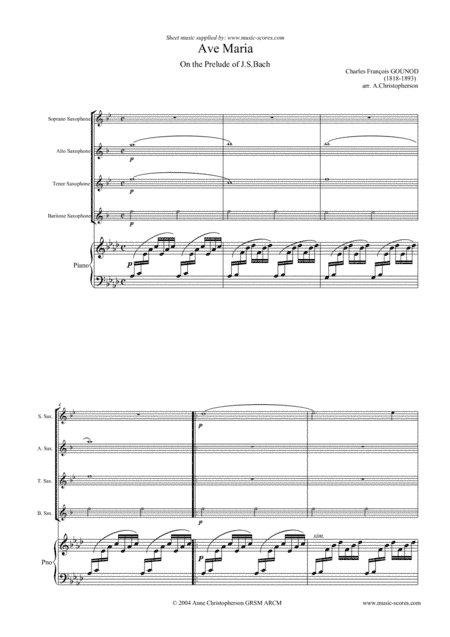 Ave Maria - Sax Quartet and Piano (arr. Anne Christopherson GRSM ARCM)