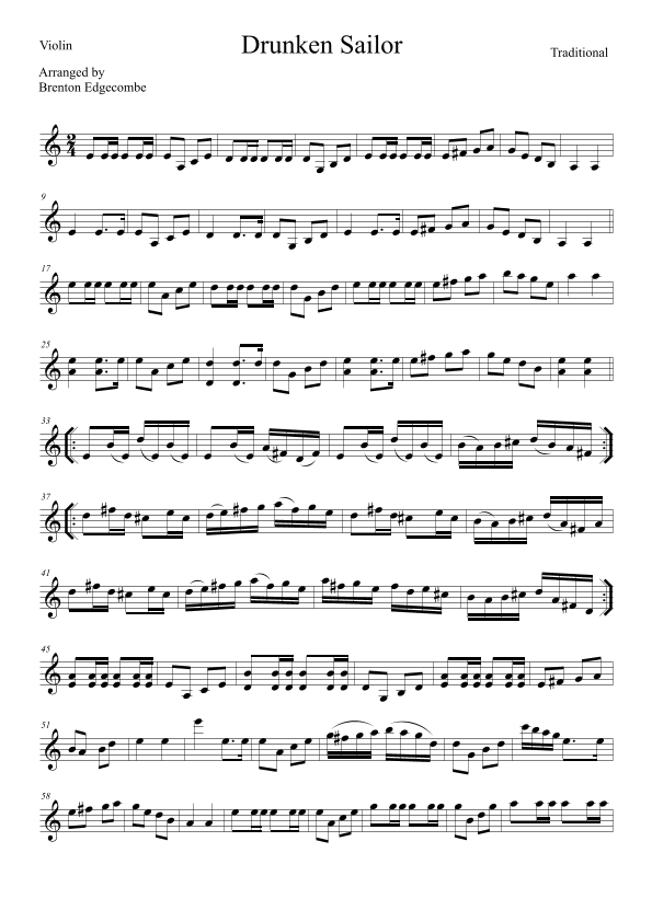 What Shall We Do With a/the Drunken Sailor (Drunken Sailor) (arr. Adelaide String Duo)