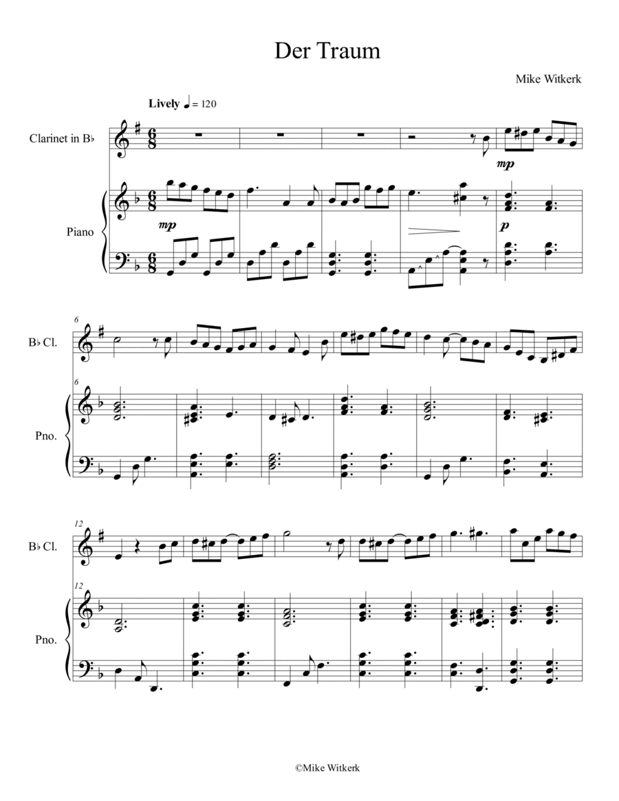 Mike Witkerk - Der Traum (Bb Clarinet + Piano)