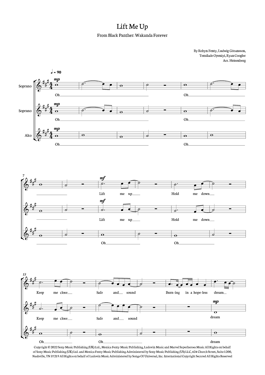 Lift Me Up (arr. Heisenberg)