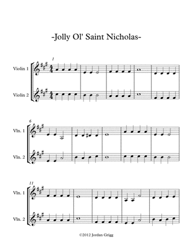 Jolly Ol Saint Nicholas and Silent Night (Simple Violin Duet) (arr. Jordan Grigg)