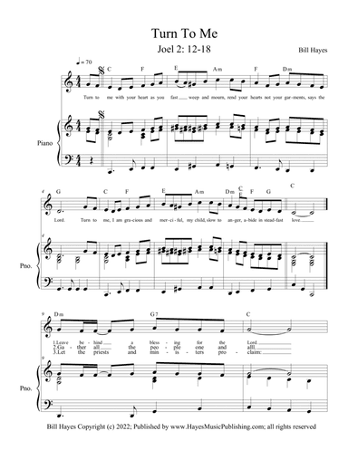 Turn To Me - (combination piano/vocal, leadsheet & congregation versions)