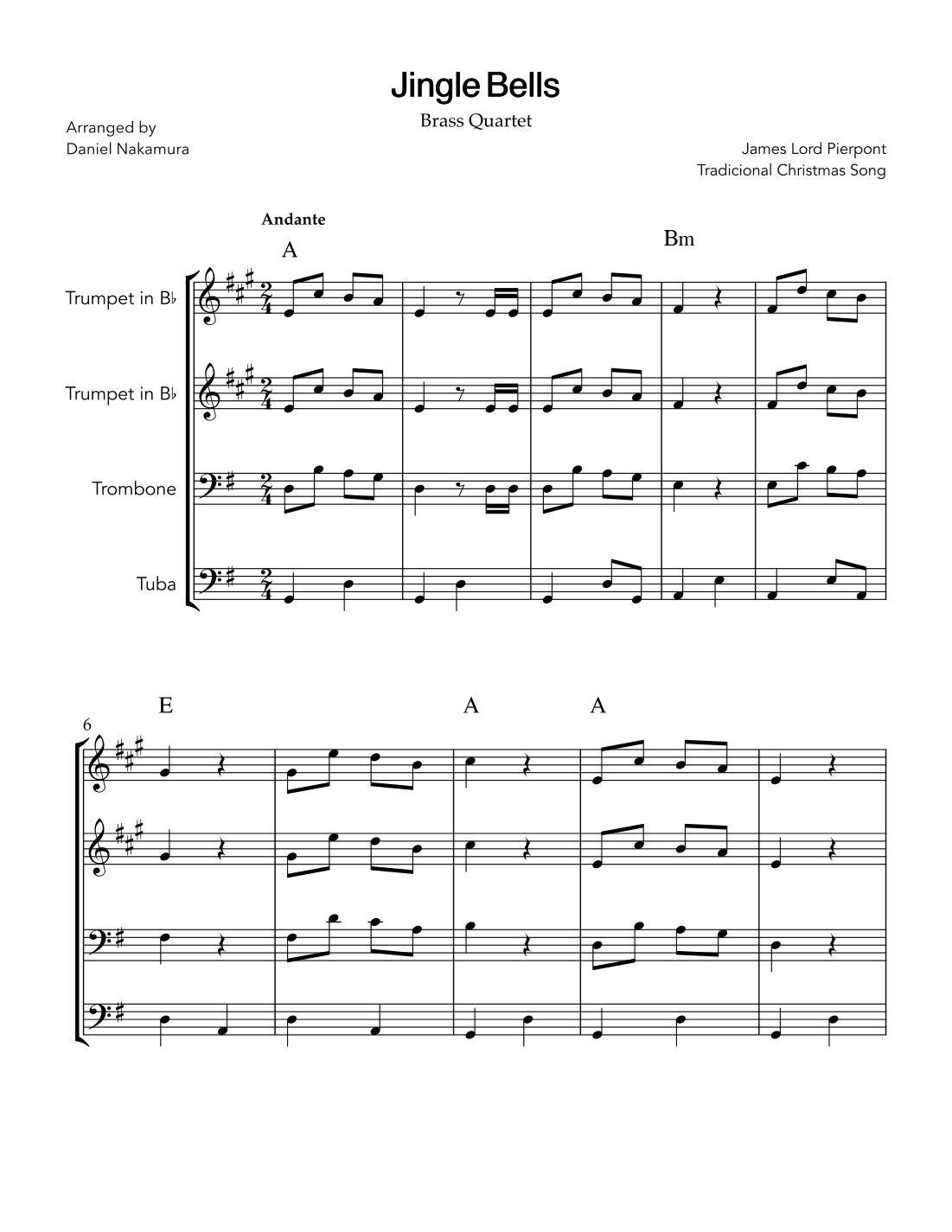 Jingle Bells (for brass quartet) (arr. Daniel Nakamura)