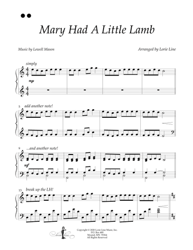 Mary Had A Little Lamb (arr. Lorie Line)