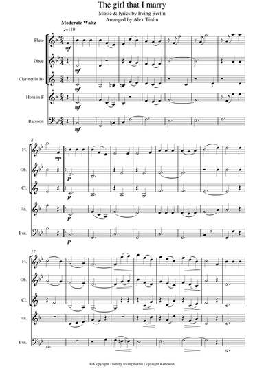 The Girl That I Marry (arr. Alex Tinlin)