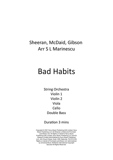 Bad Habits (arr. S L Marinescu)