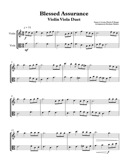 Blessed Assurance Violin-Viola Duet (arr. Abraham Maduro)