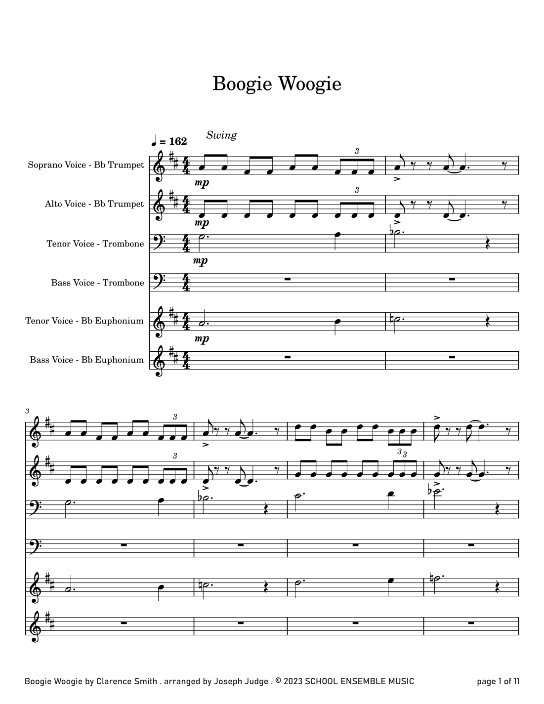 Boogie Woogie by Smith for Brass Quartet in Schools (arr. Joseph Judge)