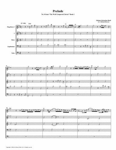 Prelude 08 from  Well-Tempered Clavier, Book 1 (Conical Brass Quintet) (arr. Richard Byrnes)