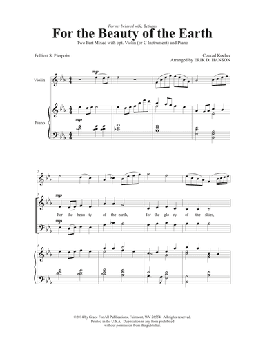 For the Beauty of the Earth (arr. Erik D. Hanson)