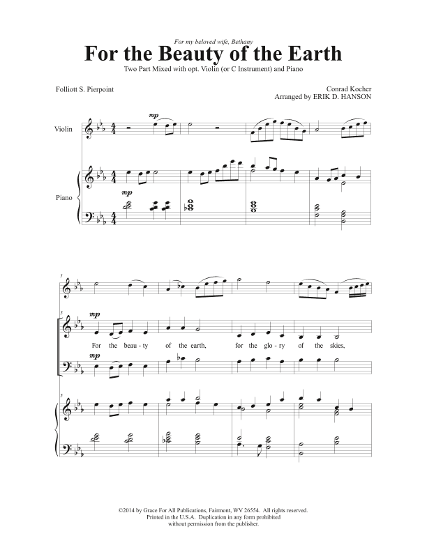 For the Beauty of the Earth (arr. Erik D. Hanson)