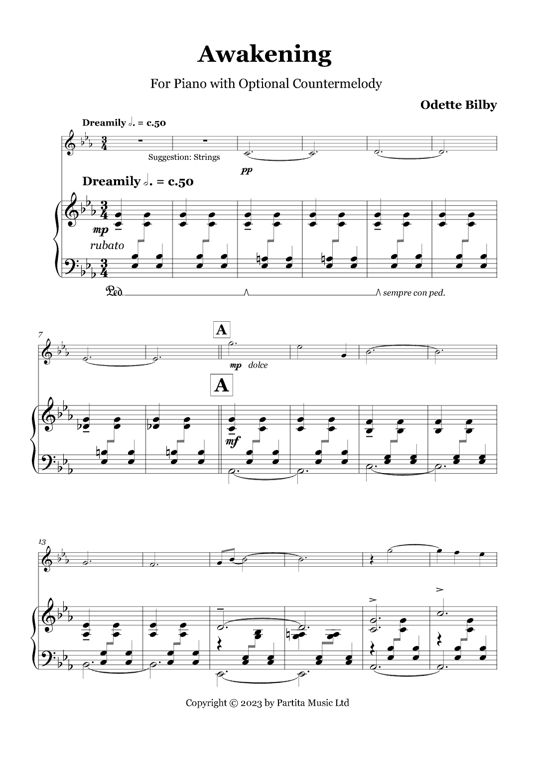 Awakening (Piano Solo with Optional Countermelody)