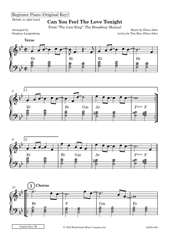 Can You Feel The Love Tonight (arr. Stephan Langenberg)