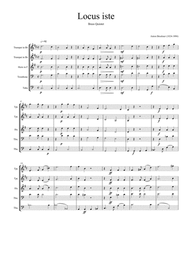 Anton Bruckner - Locus iste (Brass Quintet) (arr. André Laitano)