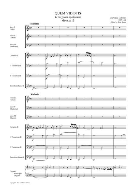 Gabrieli: Quem Vidistis Motet à 15 (6 male voices and instruments) (arr. Roar Kvam)