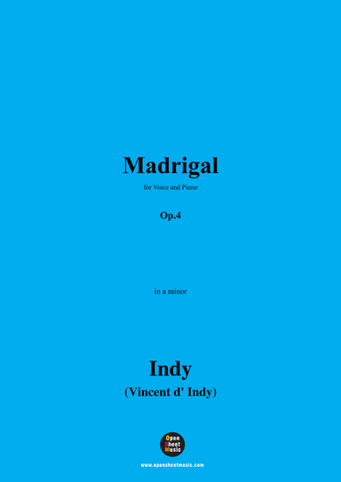V. d' Indy-Madrigal,Op.4,in a minor (arr. OSM Press)