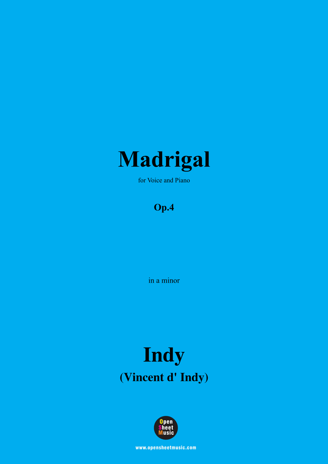 V. d' Indy-Madrigal,Op.4,in a minor (arr. OSM Press)