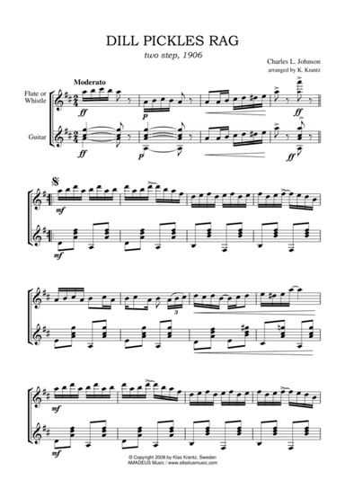 Dill Pickles Rag (D Major) for flute and guitar (abridged) (arr. K. Krantz)