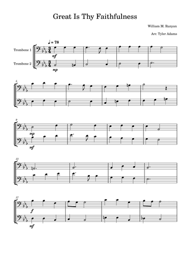 Great Is Thy Faithfulness (Trombone Duet) (arr. Tyler Adams)
