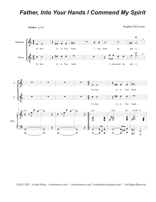 Father, Into Your Hands I Commend My Spirit (2-part choir - (Soprano and Tenor)