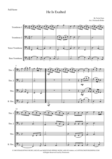 He Is Exalted (arr. Fernando Britto)
