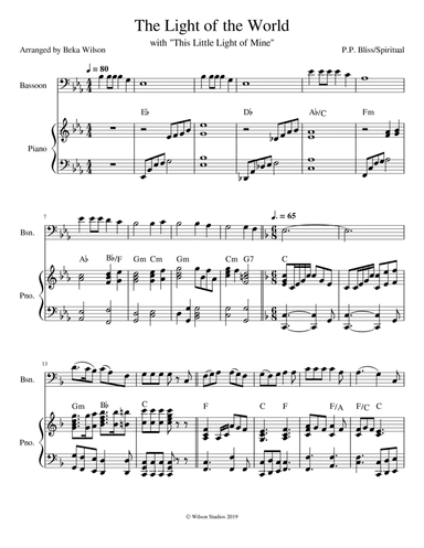 The Light of the World is Jesus/This Little Light of Mine--bassoon solo (arr. Beka Wilson)