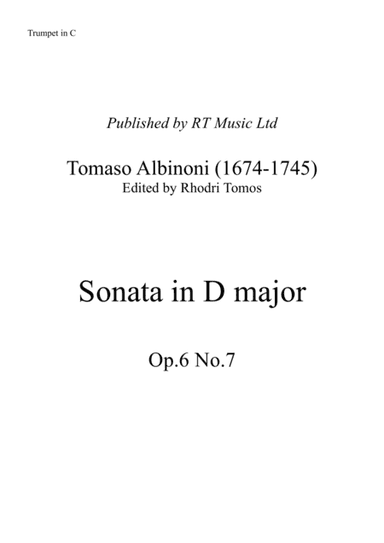 Albinoni Sonata in D major Op.6 No.7 - Solo trumpet and piccolo trumpets parts (arr. Rhodri Tomos)