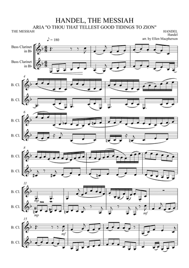 Bass Clarinet Duet - Handel, The Messiah - Aria, "O Thou That Tellest Good Tidings To Zion" (arr. Ellen Macpherson)
