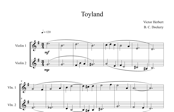Toyland (Violin Duet) (arr. B. C. Dockery)