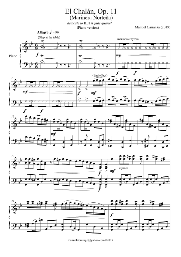 "El Chalán" Op.12 (marinera norteña) for piano version