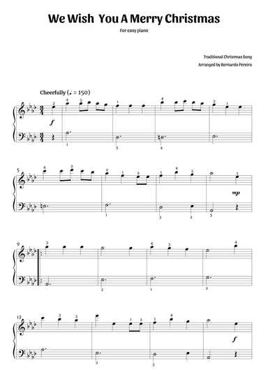 We Wish You A Merry Christmas (easy piano – Ab major) (arr. Bernardo Pereira)