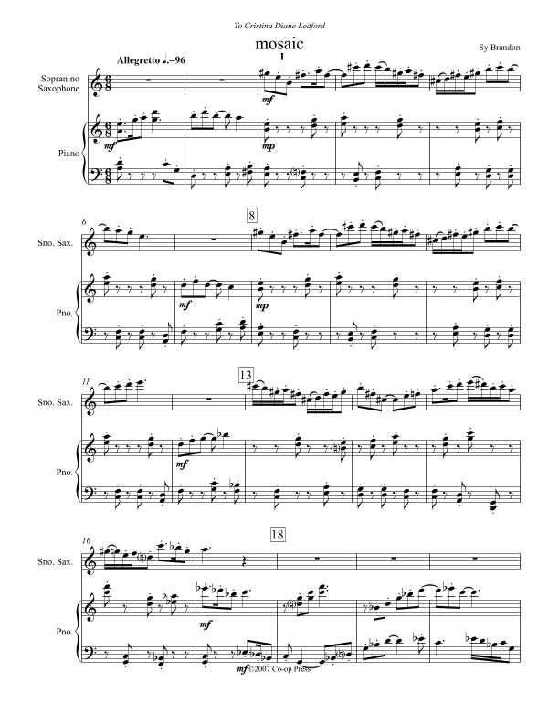 Mosaic for Sopranino Sax and Piano