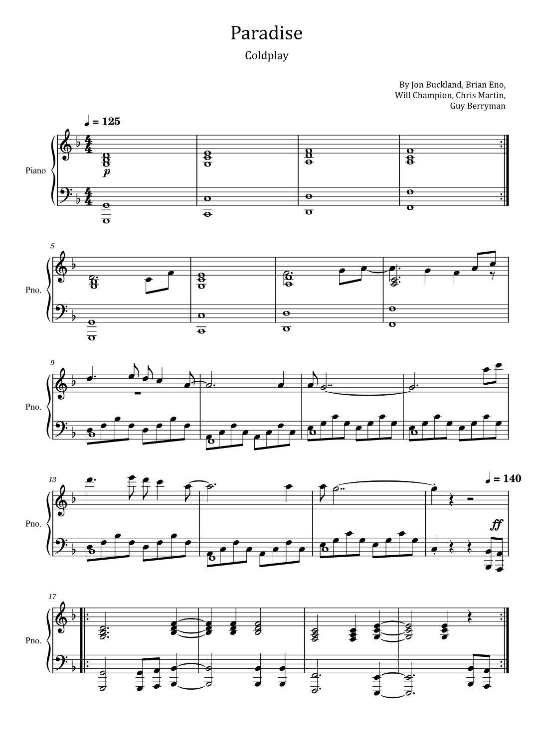 Paradise (arr. poon)