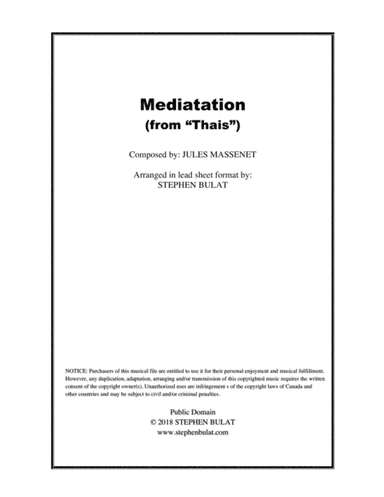 Meditation (from "Thais") by Massenet in key of A (arr. Stephen Bulat)