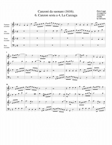 La Cazzaga a4 (Canzoni da suonare, 1616, no.6) (arrangement for 4 recorders) (arr. Gil Garty)