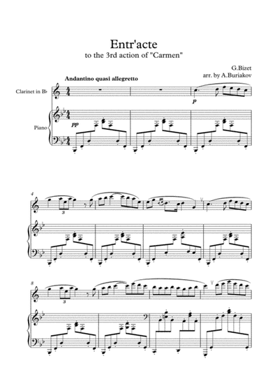 Entr'acte to the 3rd action of the "Carmen" (clarinet) (arr. A.Buriakov)