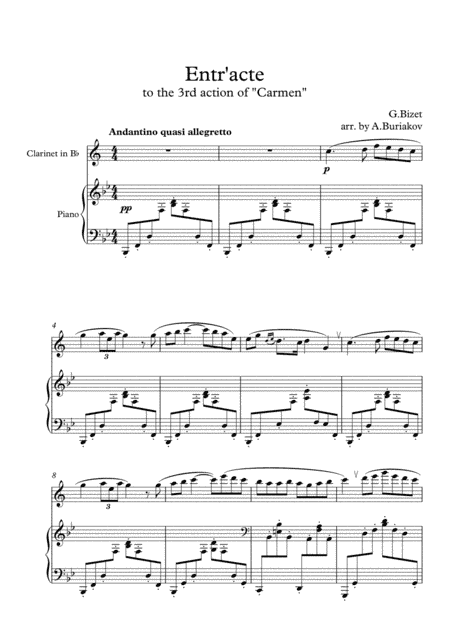 Entr'acte to the 3rd action of the "Carmen" (clarinet) (arr. A.Buriakov)