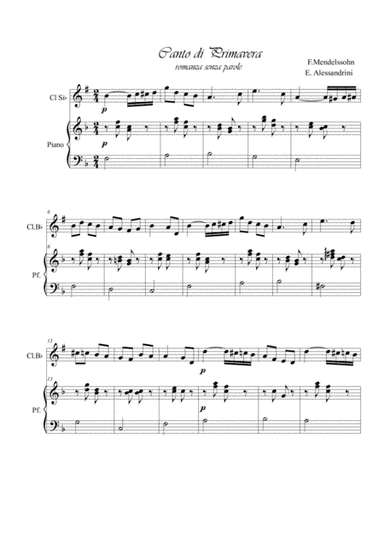 Spring song from Romances without words. Clarinet and piano (arr. Ester Alessandrini)