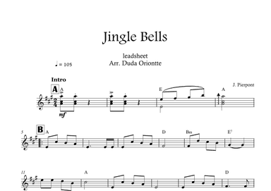 Jingle Bells (A major - leadhsheet - no lyrics) (arr. Duda Oriontte)